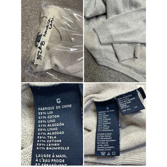 Nautica mens V-Neck pullover sweater sweater sz large cream argyle linen blend - Picture 12 of 12